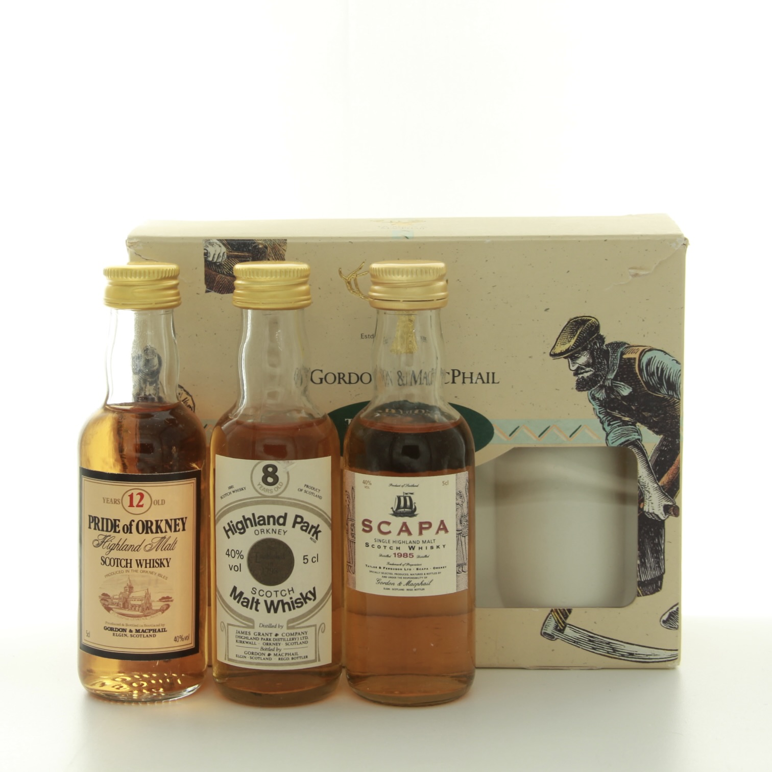 Pride of Orkney 12, Highland Park 8 And Scapa 1985 Miniature Set 15cl 5cl 40% Orkney Scotland Whisky