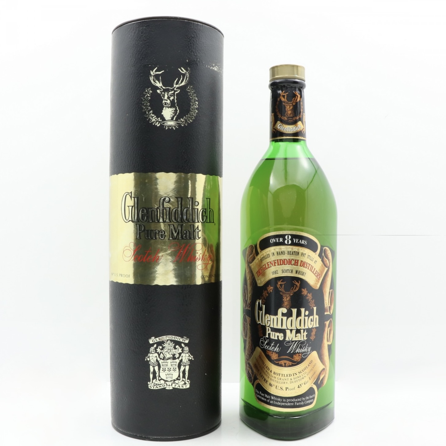 Glenfiddich 8 Year Old Pure Malt (1980s Edition) 1lt 100cl 43% 86 Proof% Whisky Scotland Speyside