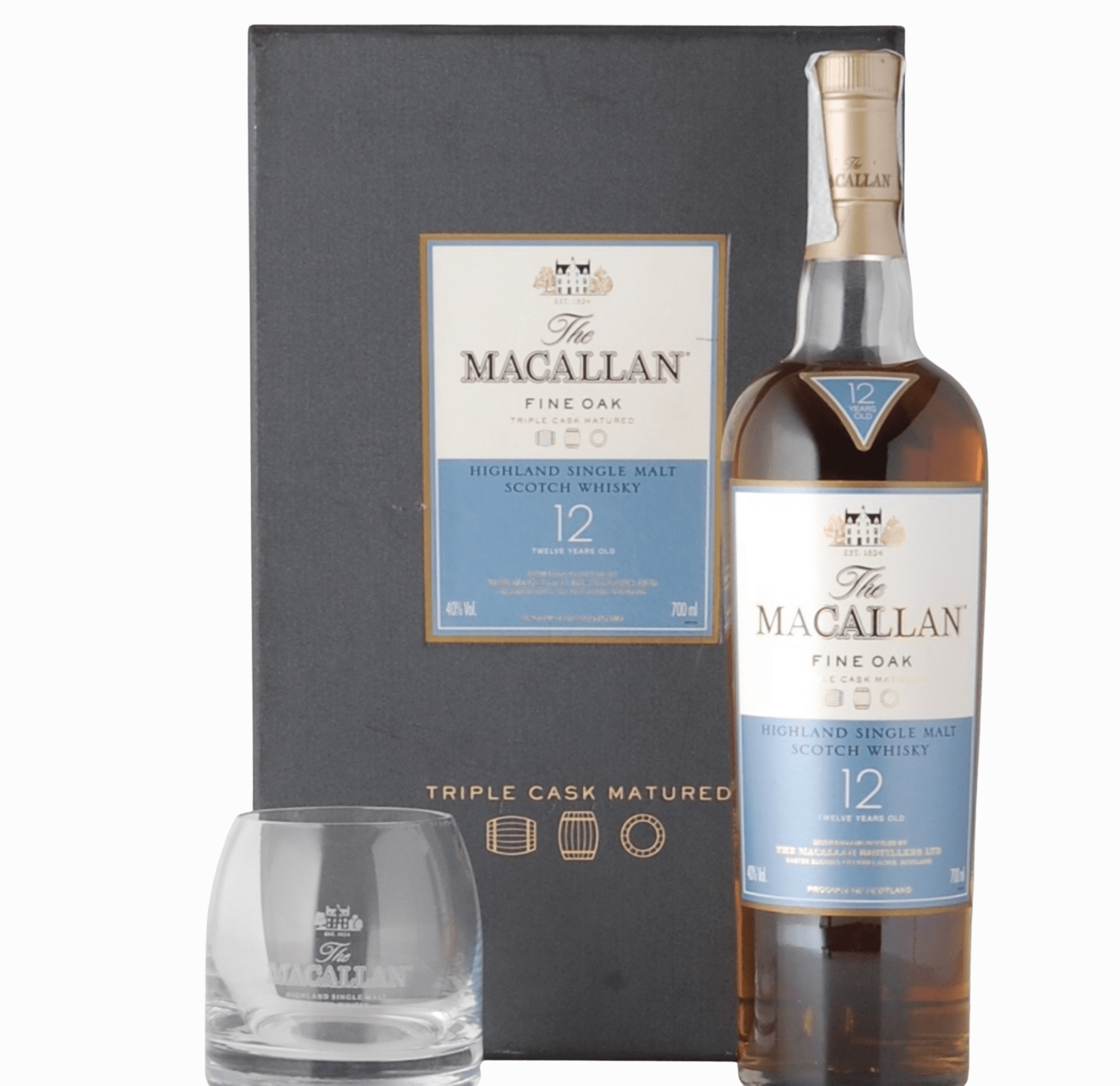 Macallan 12 Year Old Fine Oak – Glass Gift Set 70cl 40% Scotland Speyside Whisky 