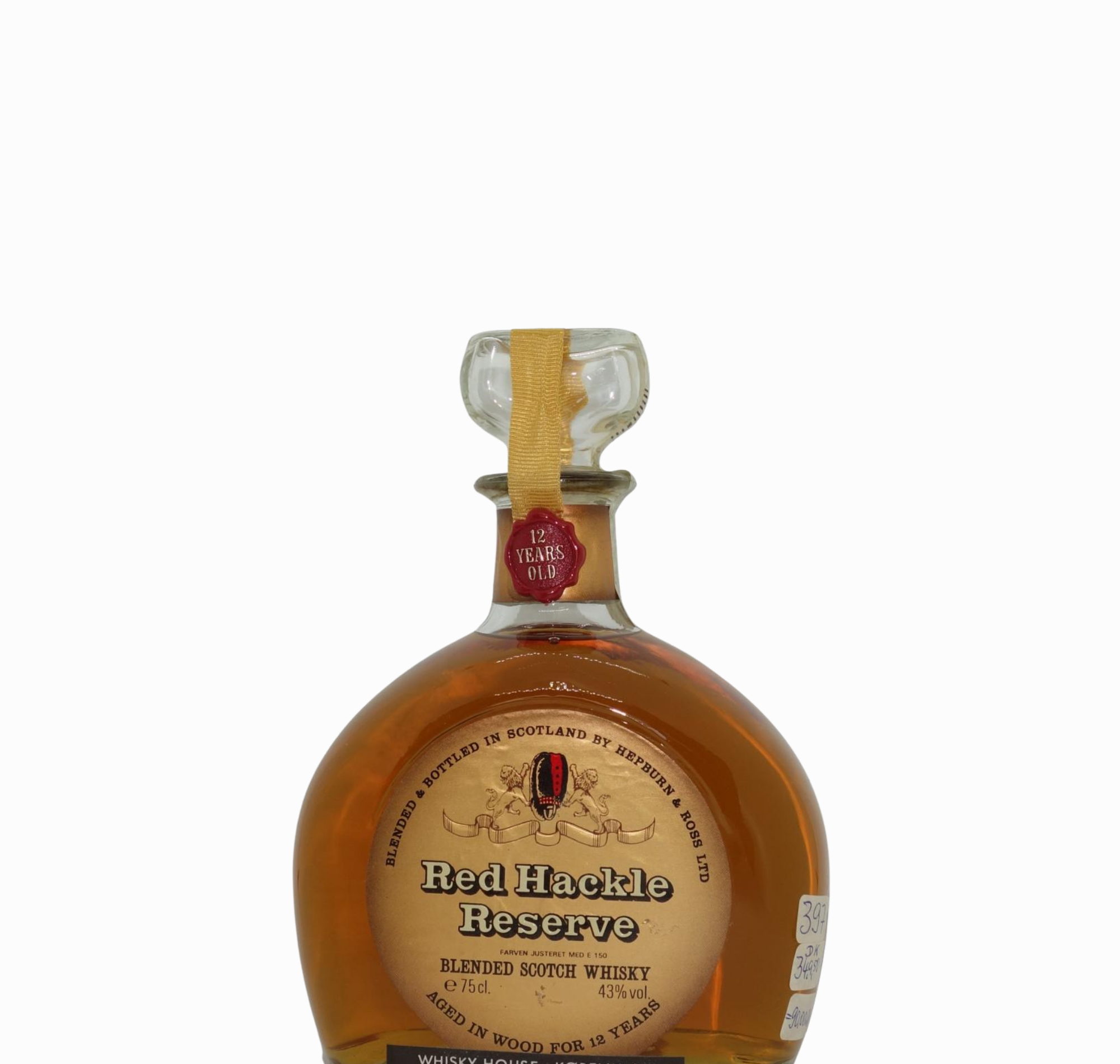 Red Hackle 12 year old Glass Decanter (1970s Bottling) 75.7cl 75 Proof% Blended Scotland Whisky 