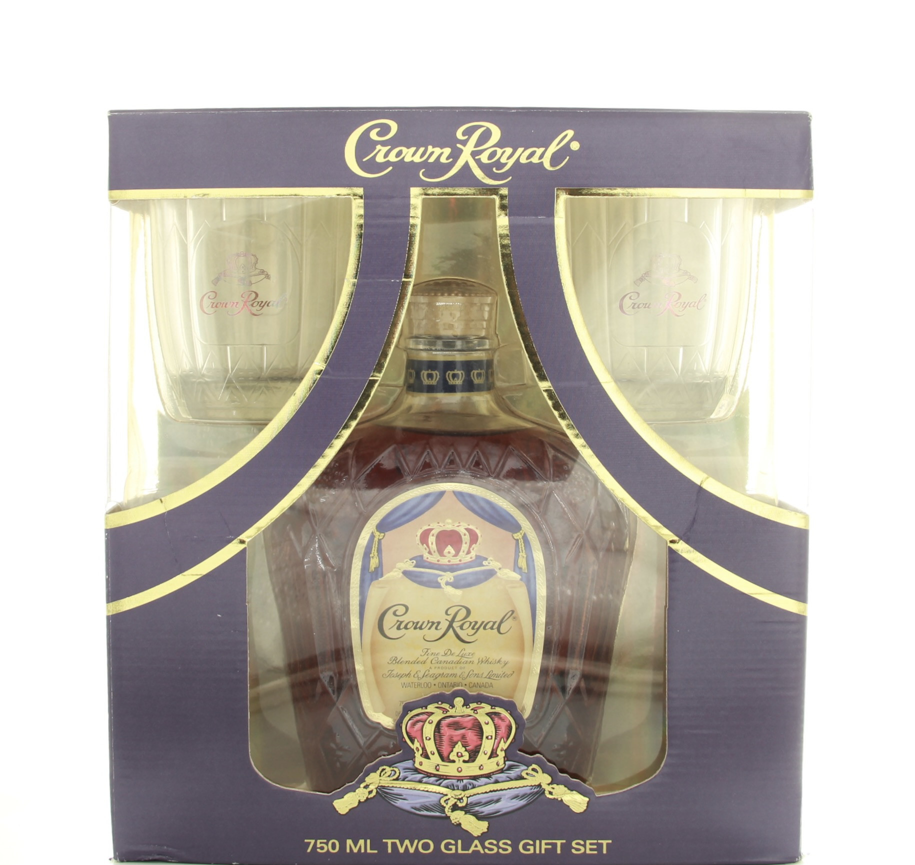 Crown Royal Fine De Luxe Blended Canadian Whisky 75cl Gift Set – whisky bottle