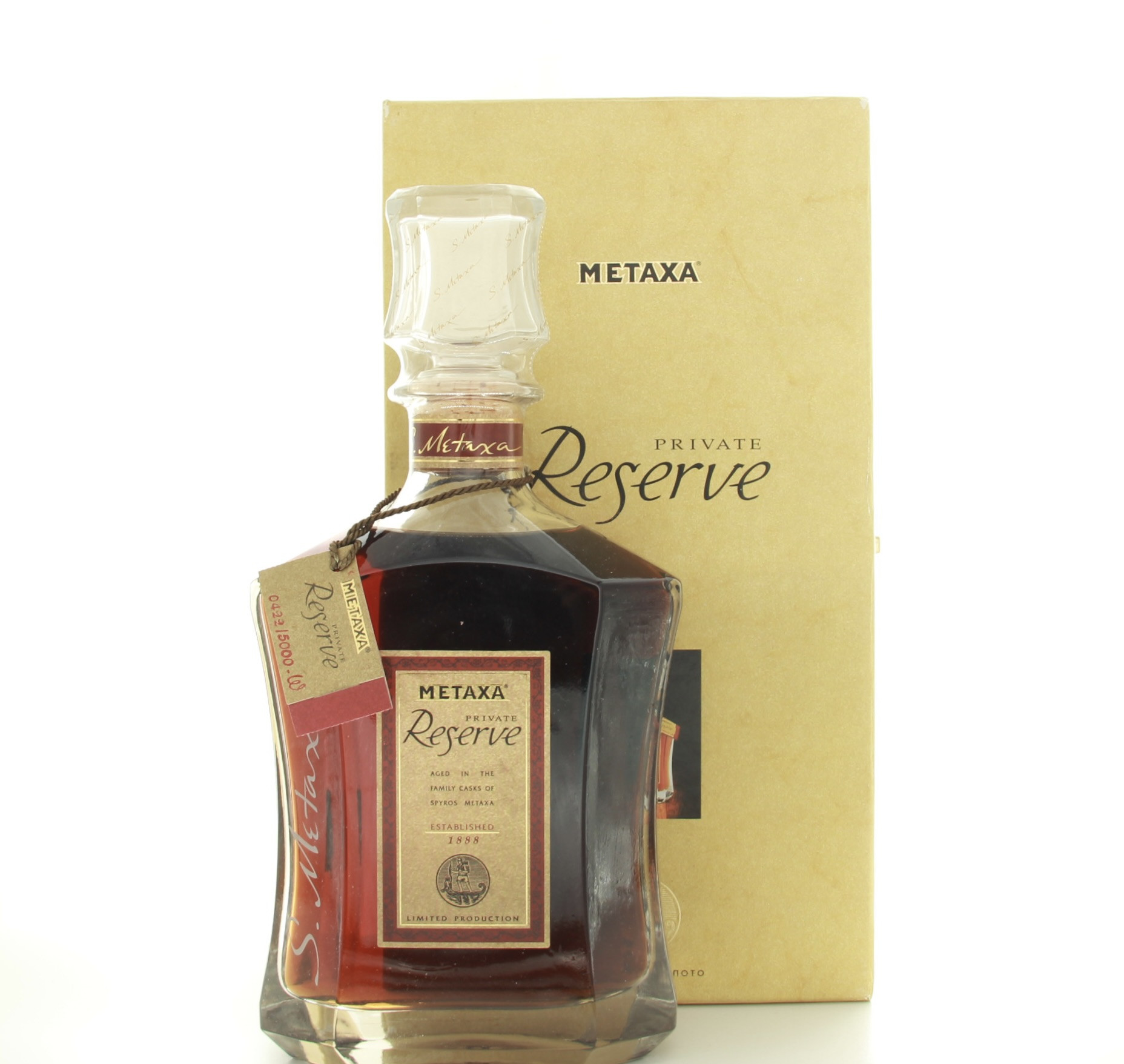 Metaxa Private Reserve, Glass Decanter – whisky bottle